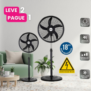 Ventilador MaxTurbo Potência Extrema + 2 Suporte de Parede