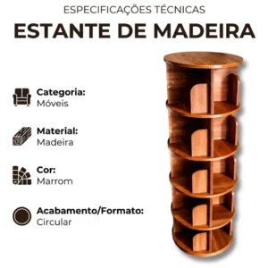 Alternative view of Estante Prateleira Giratória 360° para Livros